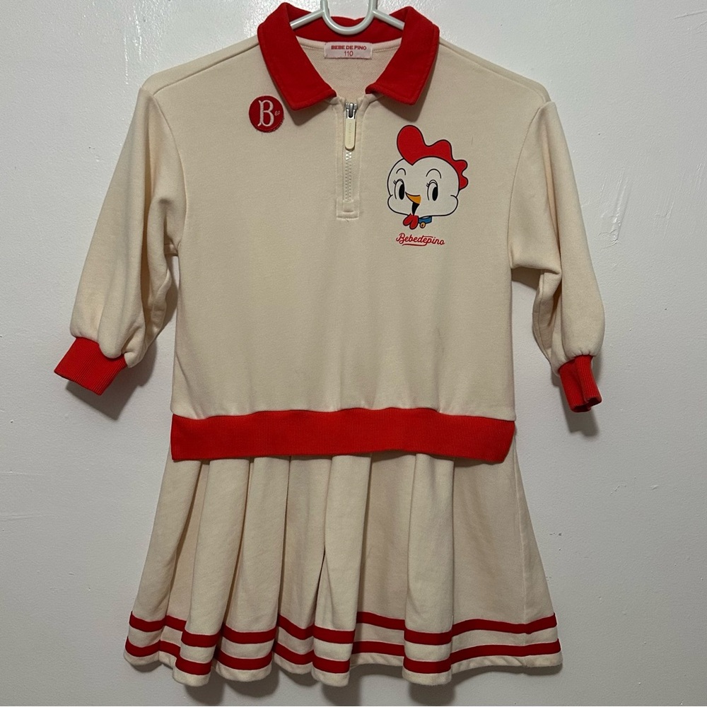Bebe De Pino Cream & Red shirt dress